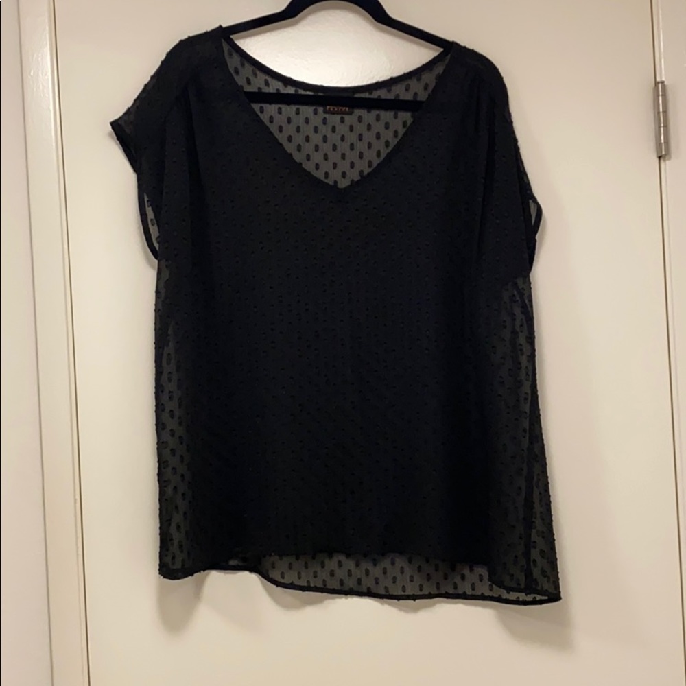 Sheer black top with dots